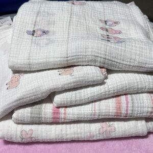 BUNDLE of 5 | aden + anais | Swaddle designs brand | Muslin Swaddles | baby girl